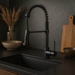 Mitigeur de cuisine Quadri Derby avec bec flexible et douche à 2 jets, noir mat 1208955917